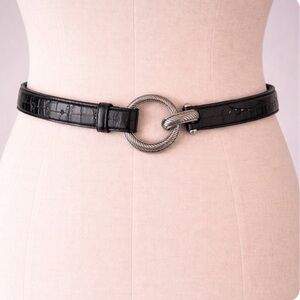 Brighton Knottingham  Black leather belt silver o-ring size 32 vintage 90's Y2K